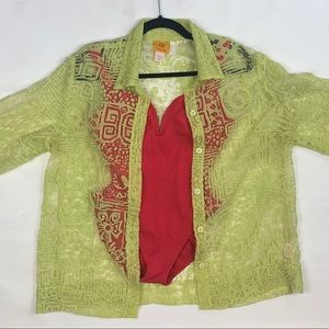 Mesh-Detail Neon Yellow Top by Ruby Rd.